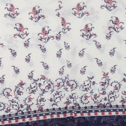 Preloved Papaya Womens White Paisley Polyester Basic Blouse Size L Round Neck - Label