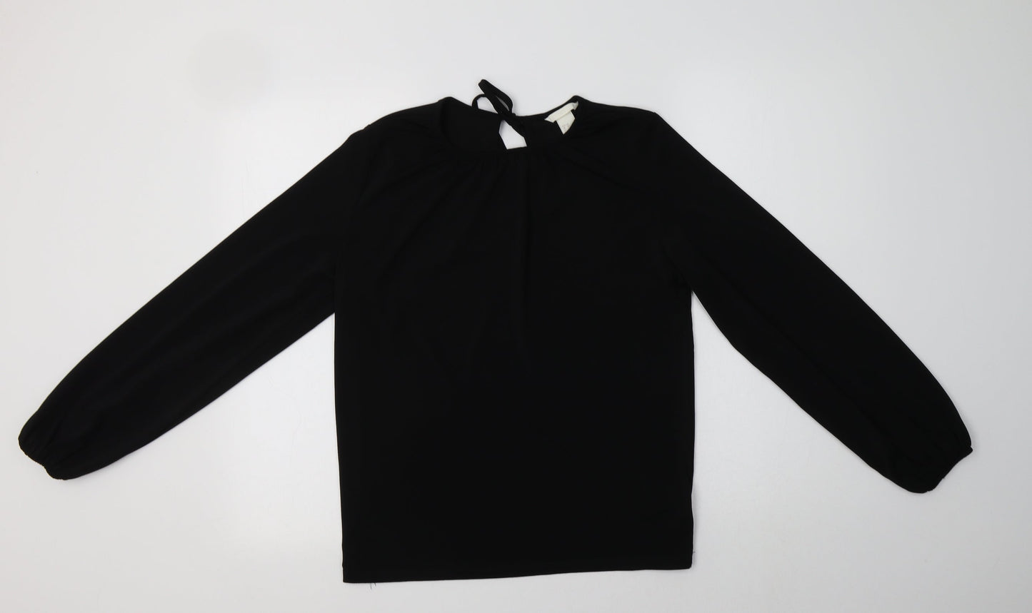 H&M Womens Black  Polyester Basic Blouse Size XS Round Neck