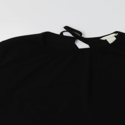 H&M Womens Black  Polyester Basic Blouse Size XS Round Neck