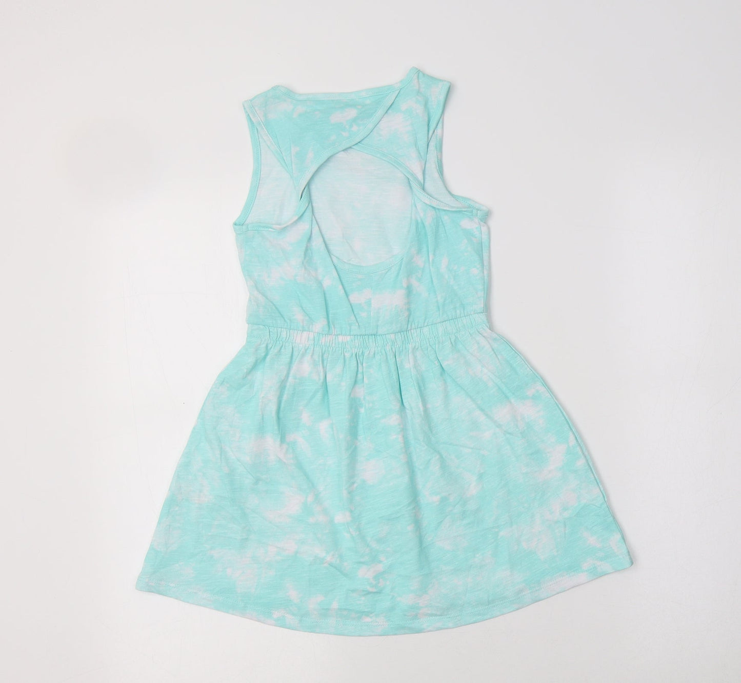 Matalan Girls Green Batik Cotton Fit & Flare  Size 5 Years  Crew Neck