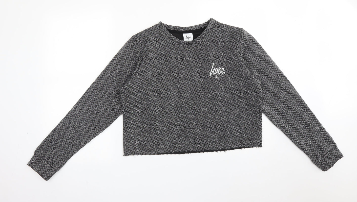 Hype Girls Silver Argyle/Diamond Polyester Pullover Sweatshirt Size 15 Years