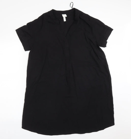 H7M Womens Black  Viscose A-Line  Size S  V-Neck