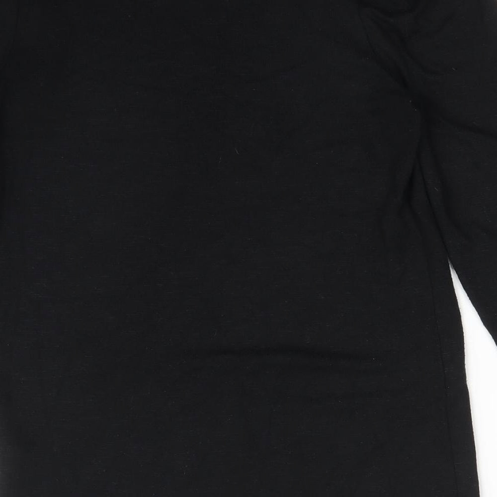Papaya Womens Black  Viscose Basic T-Shirt Size 8 Crew Neck