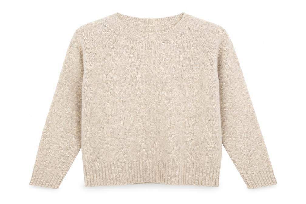 H&M Womens Beige  Acrylic Basic T-Shirt Size S Crew Neck