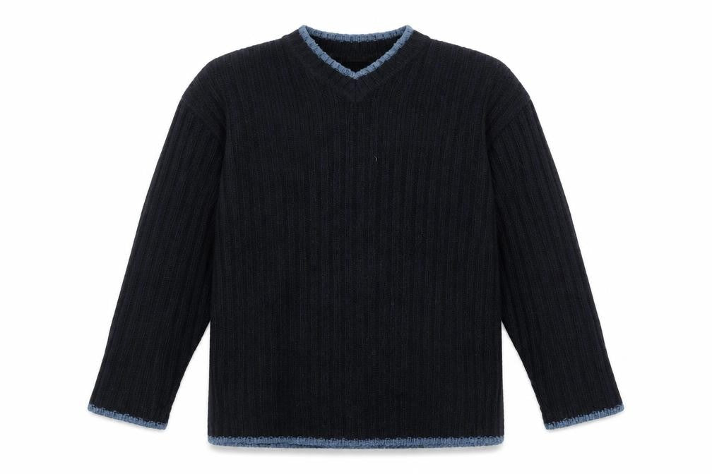 George Mens Blue Striped Acrylic Pullover Sweatshirt Size S