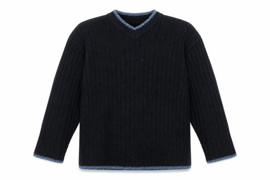 George Mens Blue Striped Acrylic Pullover Sweatshirt Size S