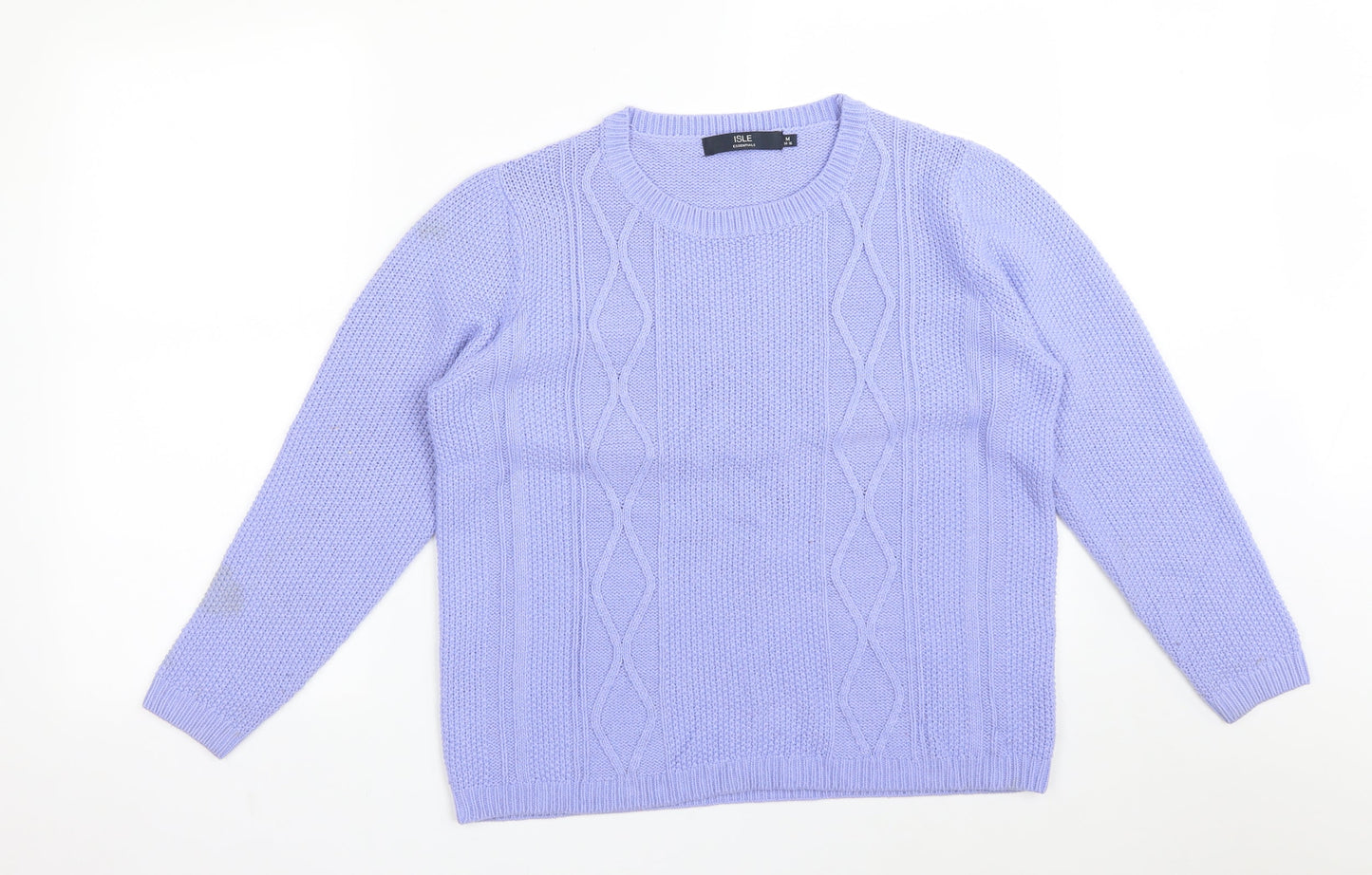 ISLE Womens Blue Argyle/Diamond Acrylic Pullover Sweatshirt Size M