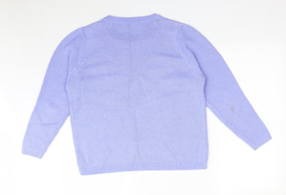 ISLE Womens Blue Argyle/Diamond Acrylic Pullover Sweatshirt Size M