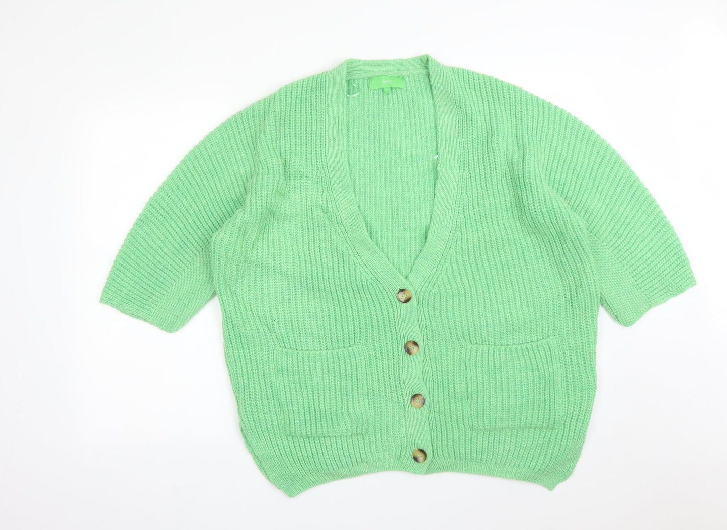 NEXT Womens Green V-Neck  Acrylic Cardigan Jumper Size S