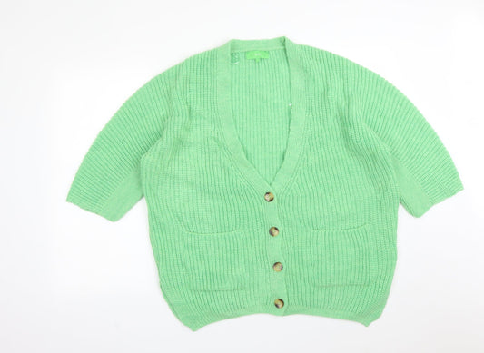 NEXT Womens Green V-Neck  Acrylic Cardigan Jumper Size S