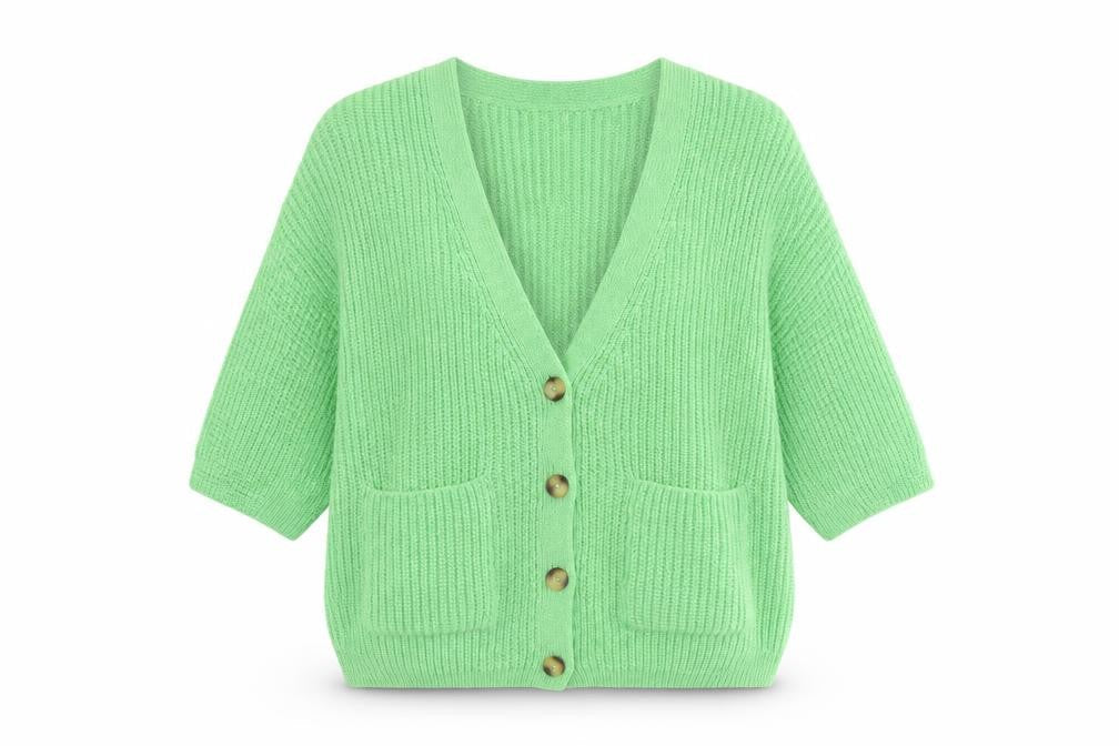 Next Womens Green V-Neck  Acrylic Cardigan Jumper Size S