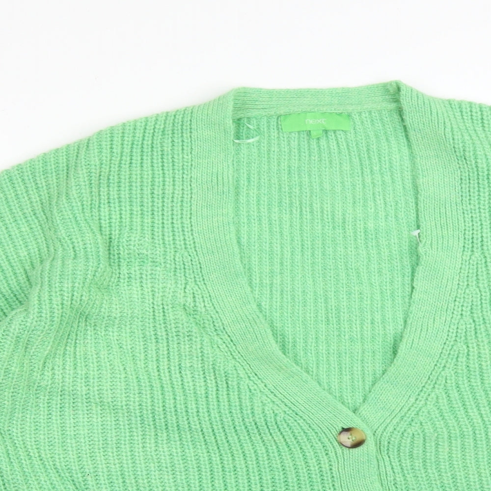 NEXT Womens Green V-Neck  Acrylic Cardigan Jumper Size S