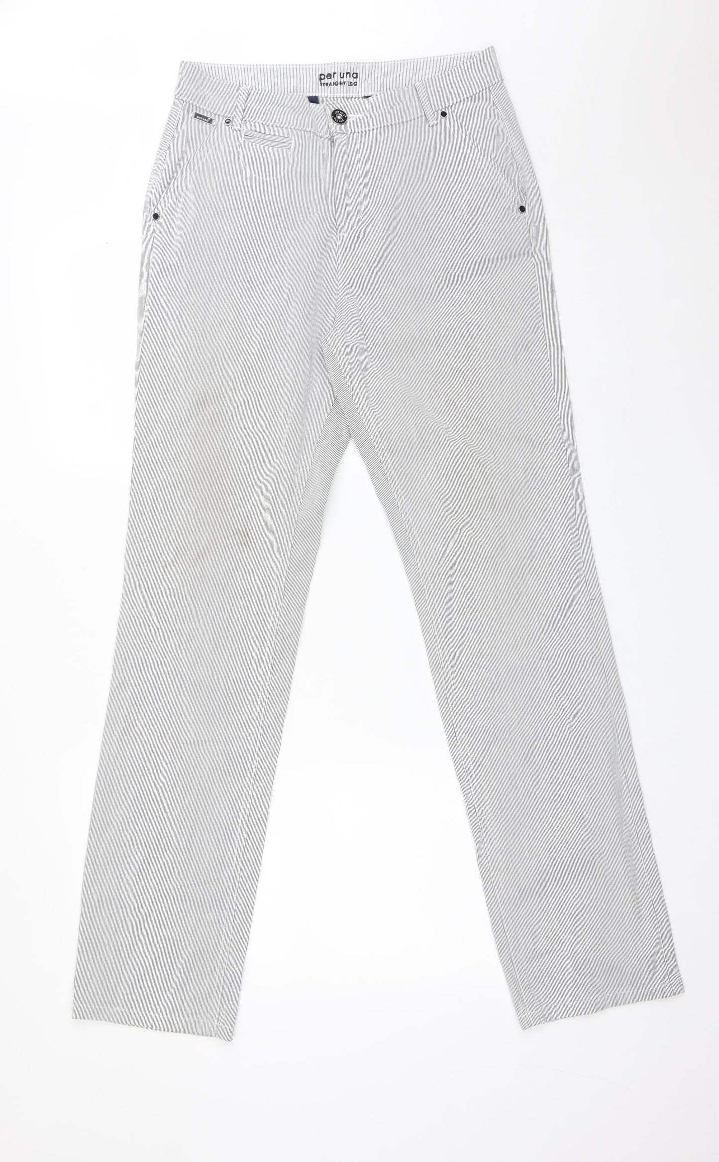 Preloved M&S Womens Multicoloured Striped Cotton Straight Jeans Size 10 L33 in Regular - Front