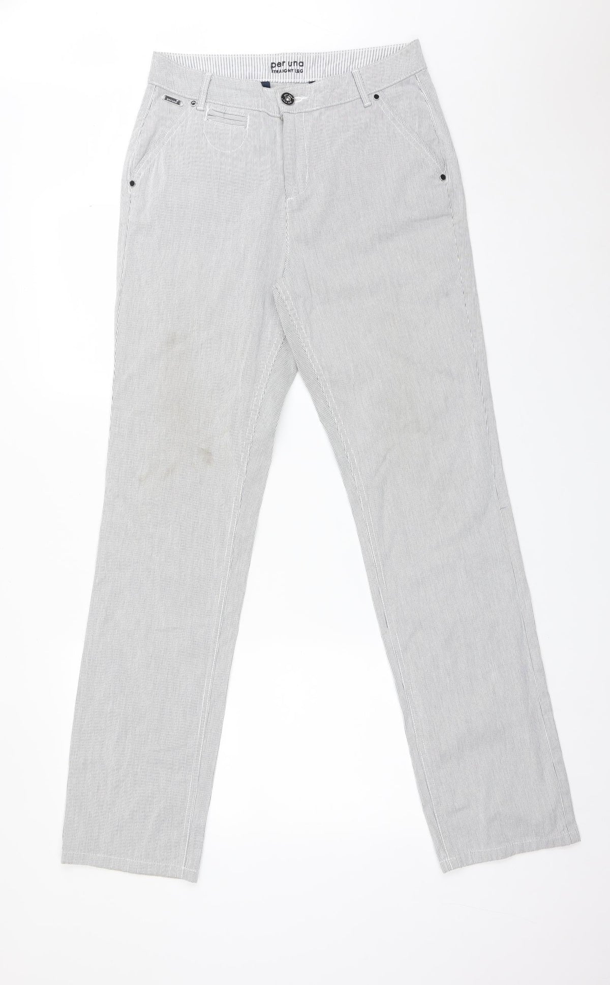 Preloved M&S Womens Multicoloured Striped Cotton Straight Jeans Size 10 L33 in Regular - Front