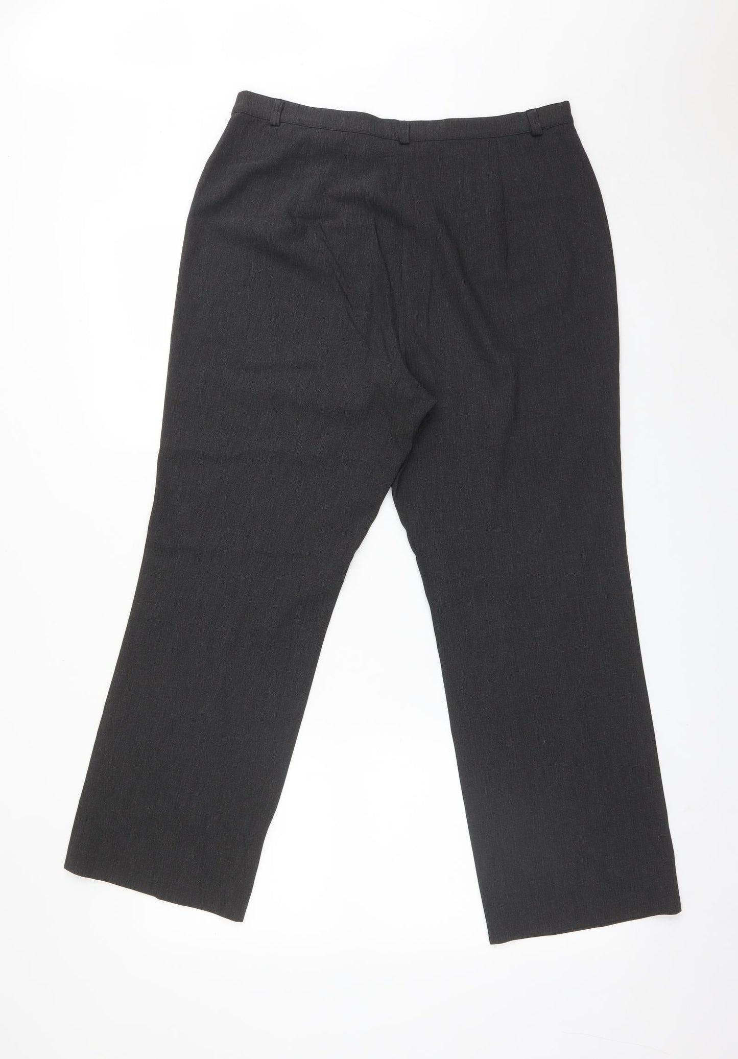 M&S Womens Grey  Polyester Dress Pants Trousers Size 14 L26 in Regular