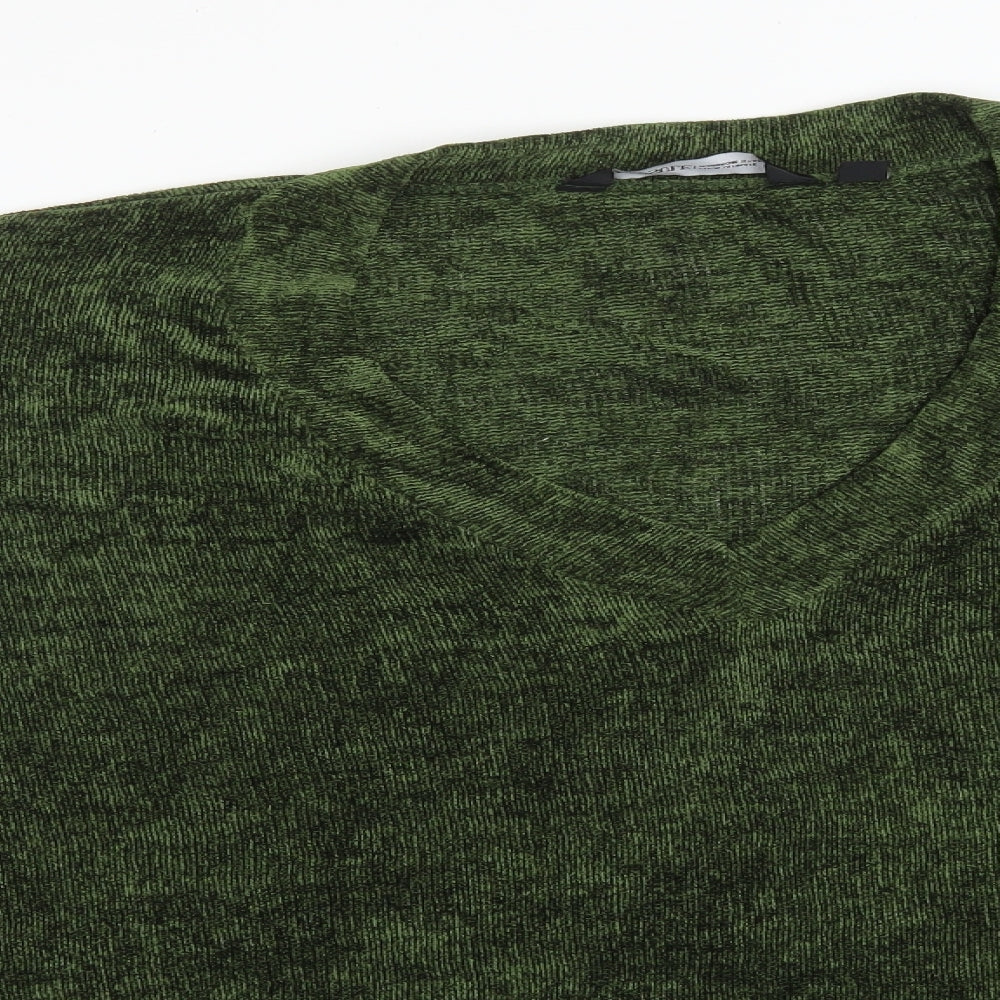 CAPSULE Womens Green  Polyester Basic T-Shirt Size 34 V-Neck