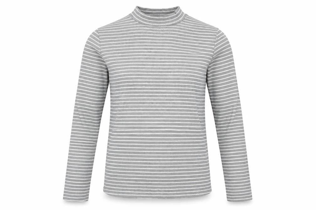 Pieces Mens Grey Round Neck Striped Polyester Pullover Jumper Size M