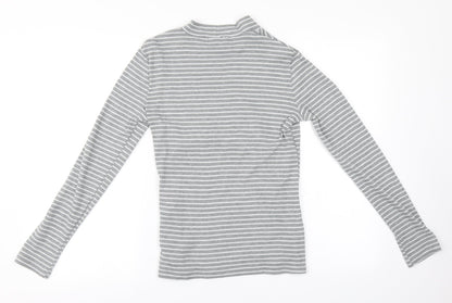 Pieces Mens Grey Round Neck Striped Polyester Pullover Jumper Size M