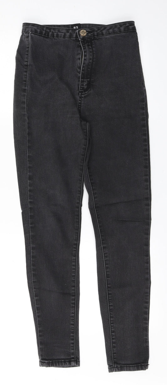 Preworn Womens Black  Cotton Straight Jeans Size 8 L28 in Regular