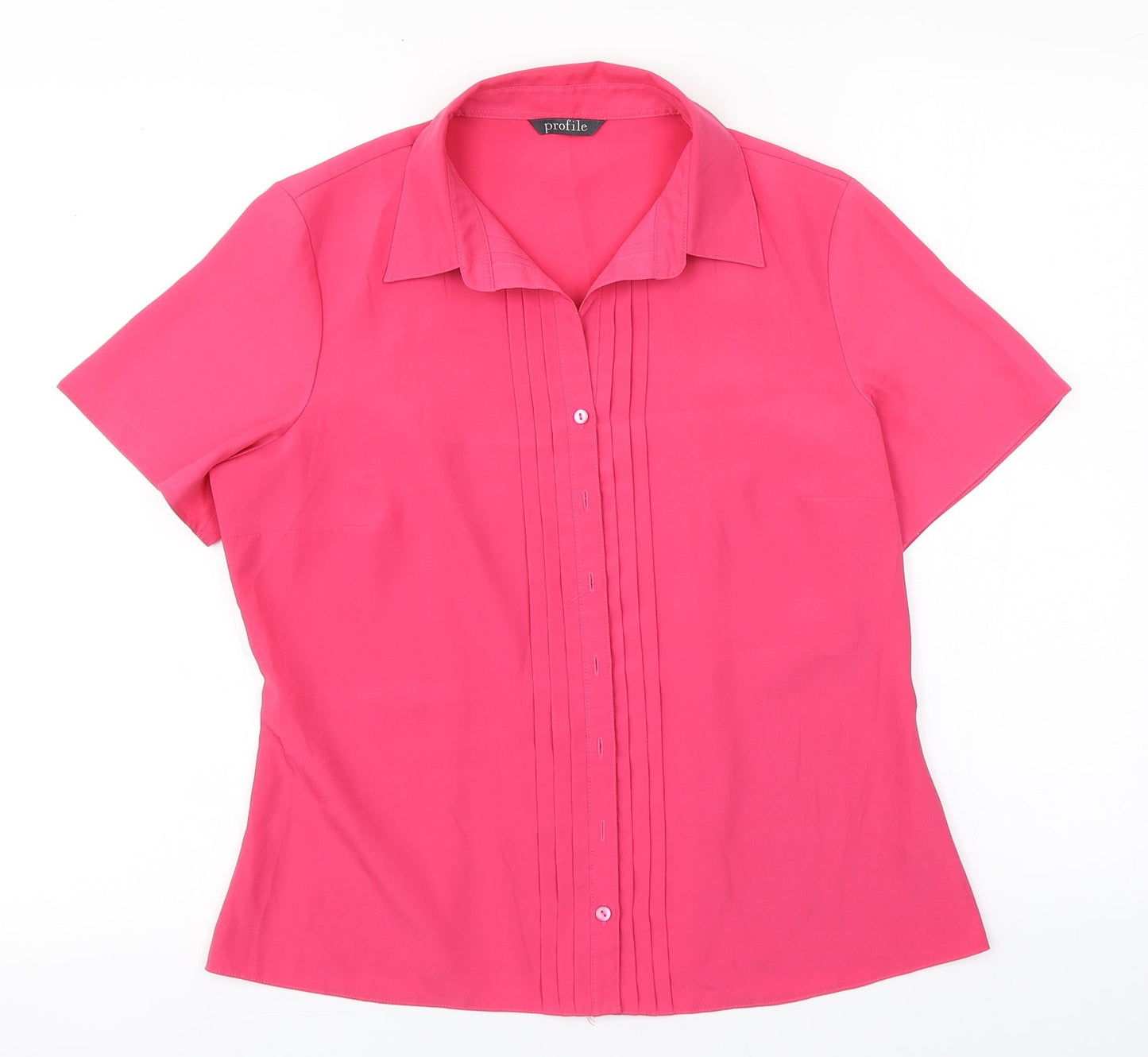 Profile Womens Pink  Polyester Basic Button-Up Size 12 Collared