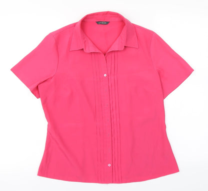 Profile Womens Pink  Polyester Basic Button-Up Size 12 Collared