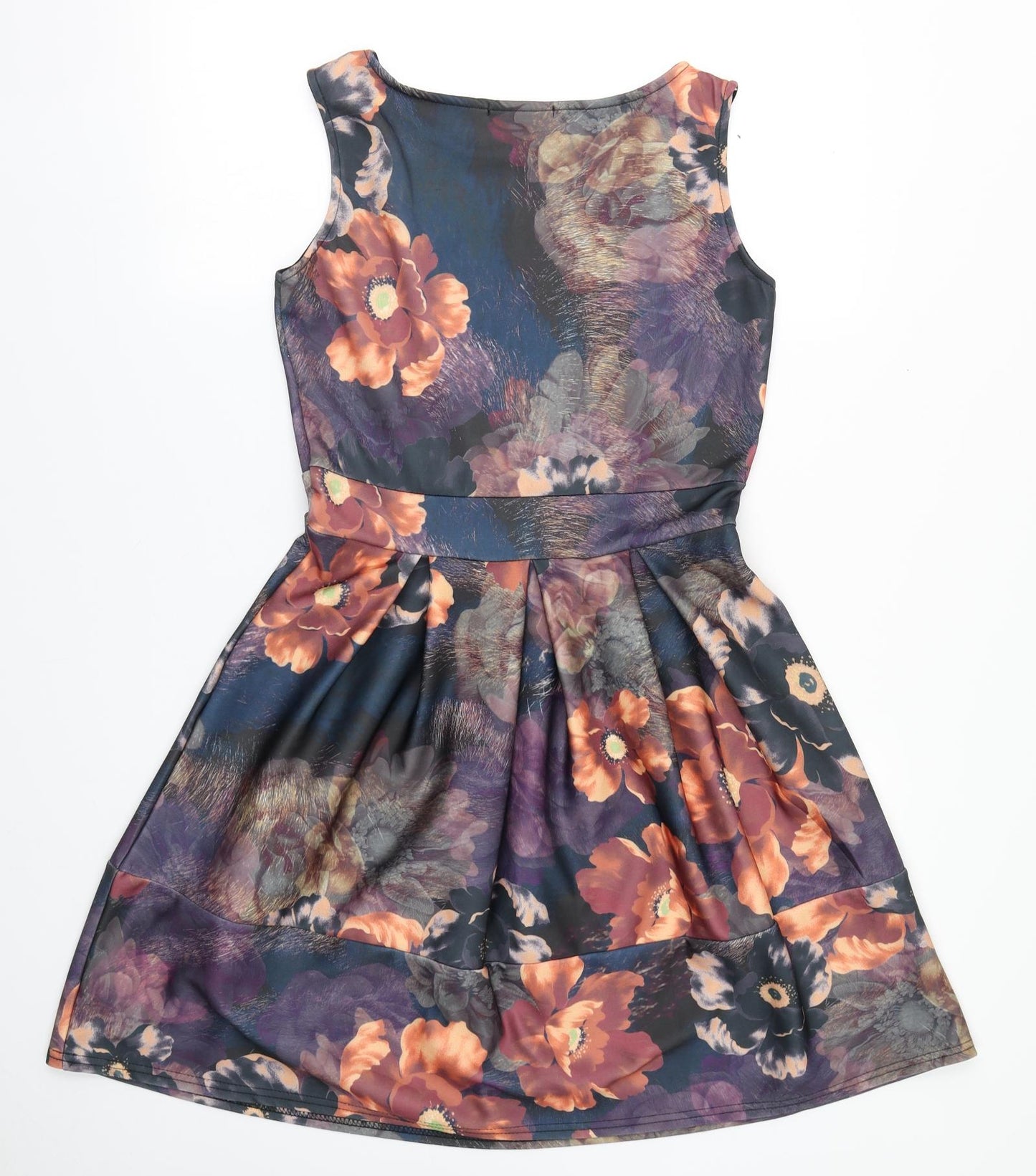 MissLook Womens Multicoloured Floral Polyester A-Line  Size 12  Round Neck