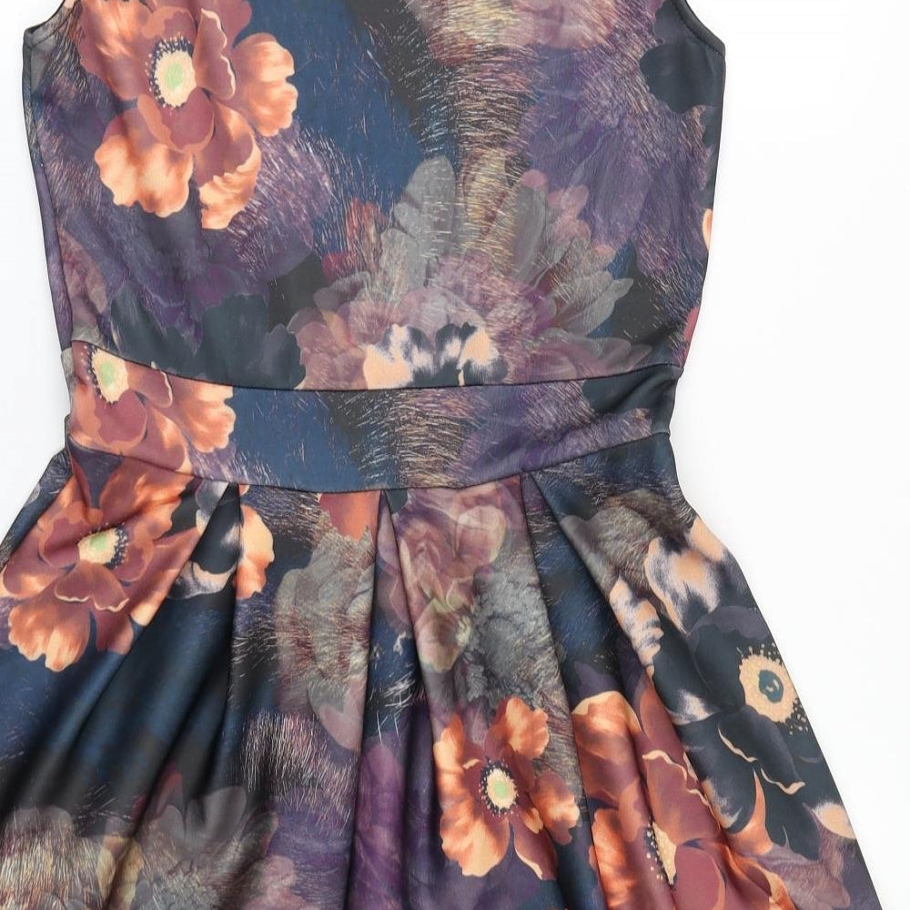 MissLook Womens Multicoloured Floral Polyester A-Line  Size 12  Round Neck