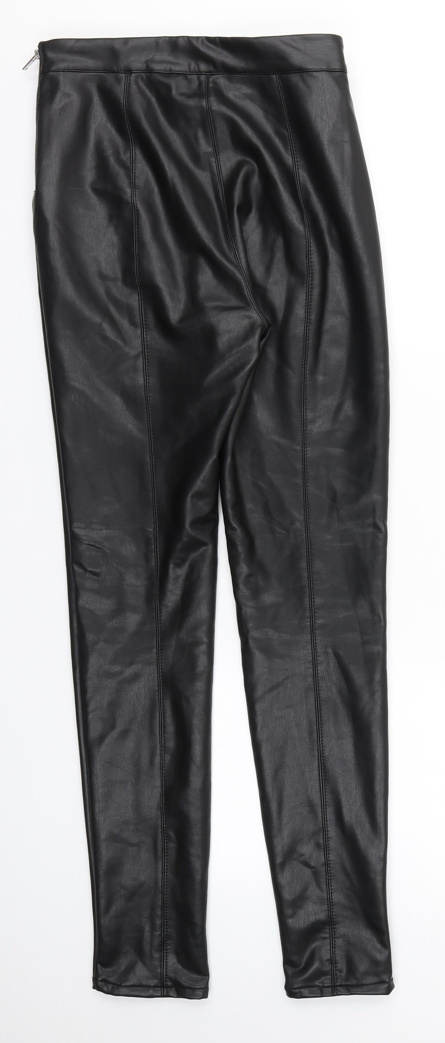 Miss Selfridge Womens Black  Polyurethane Trousers  Size 8 L28 in Regular