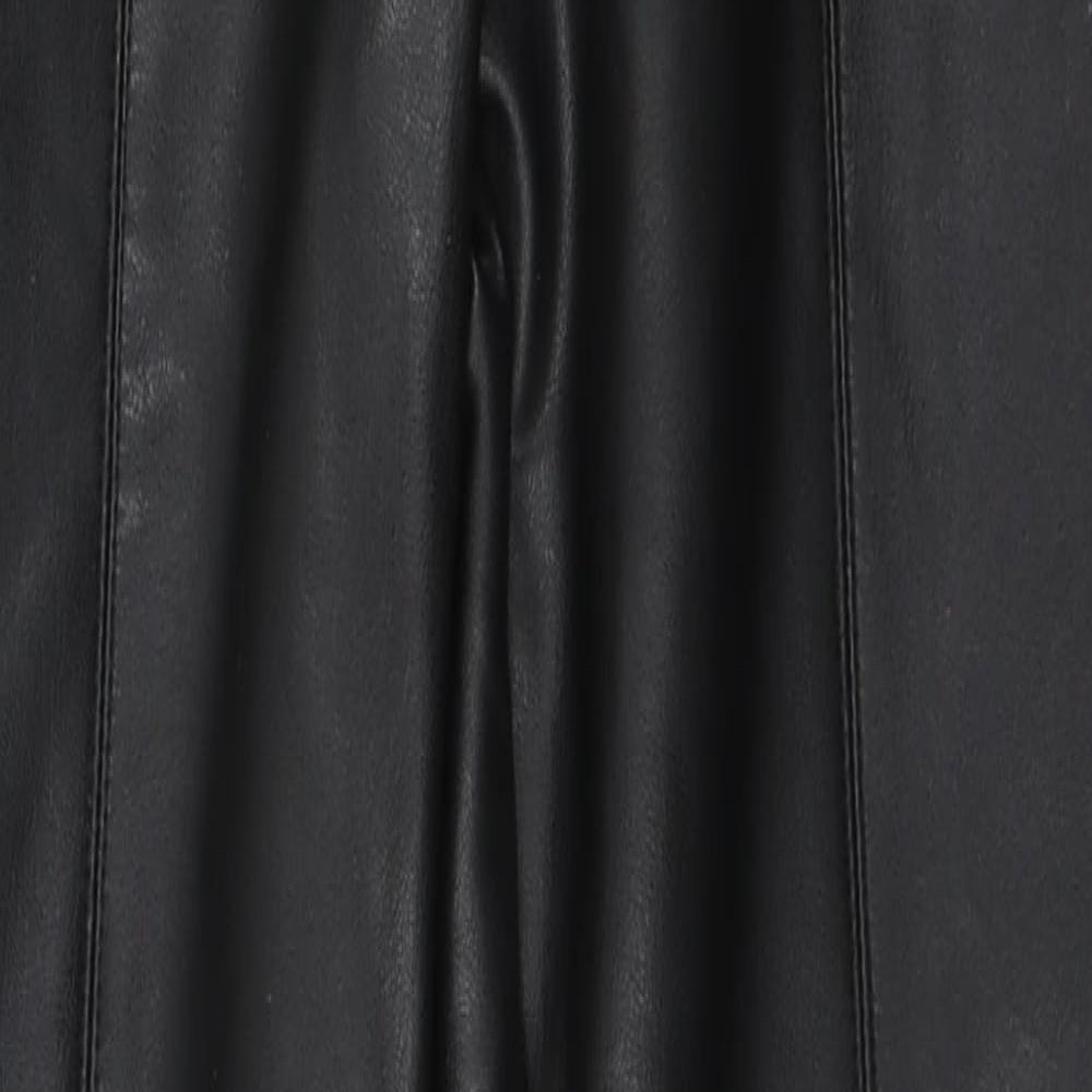 Miss Selfridge Womens Black  Polyurethane Trousers  Size 8 L28 in Regular