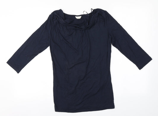 Monsoon Womens Blue  Viscose Basic T-Shirt Size 10 Round Neck