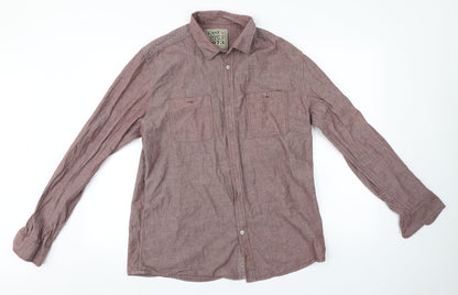 Easy Mens Grey  Cotton  Button-Up Size L Collared