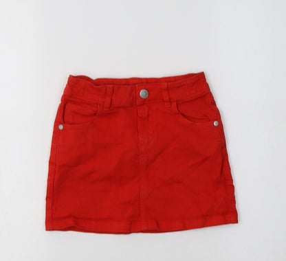 Marks & Spencer Girls Red  Cotton Mini Skirt Size 3-4 Years  Regular