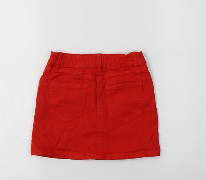 Marks & Spencer Girls Red  Cotton Mini Skirt Size 3-4 Years  Regular