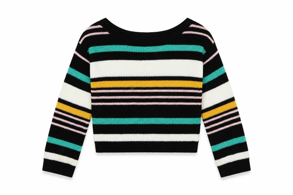 Missguided Womens Multicoloured Boat Neck Striped Acrylic Pullover Jumper Size M