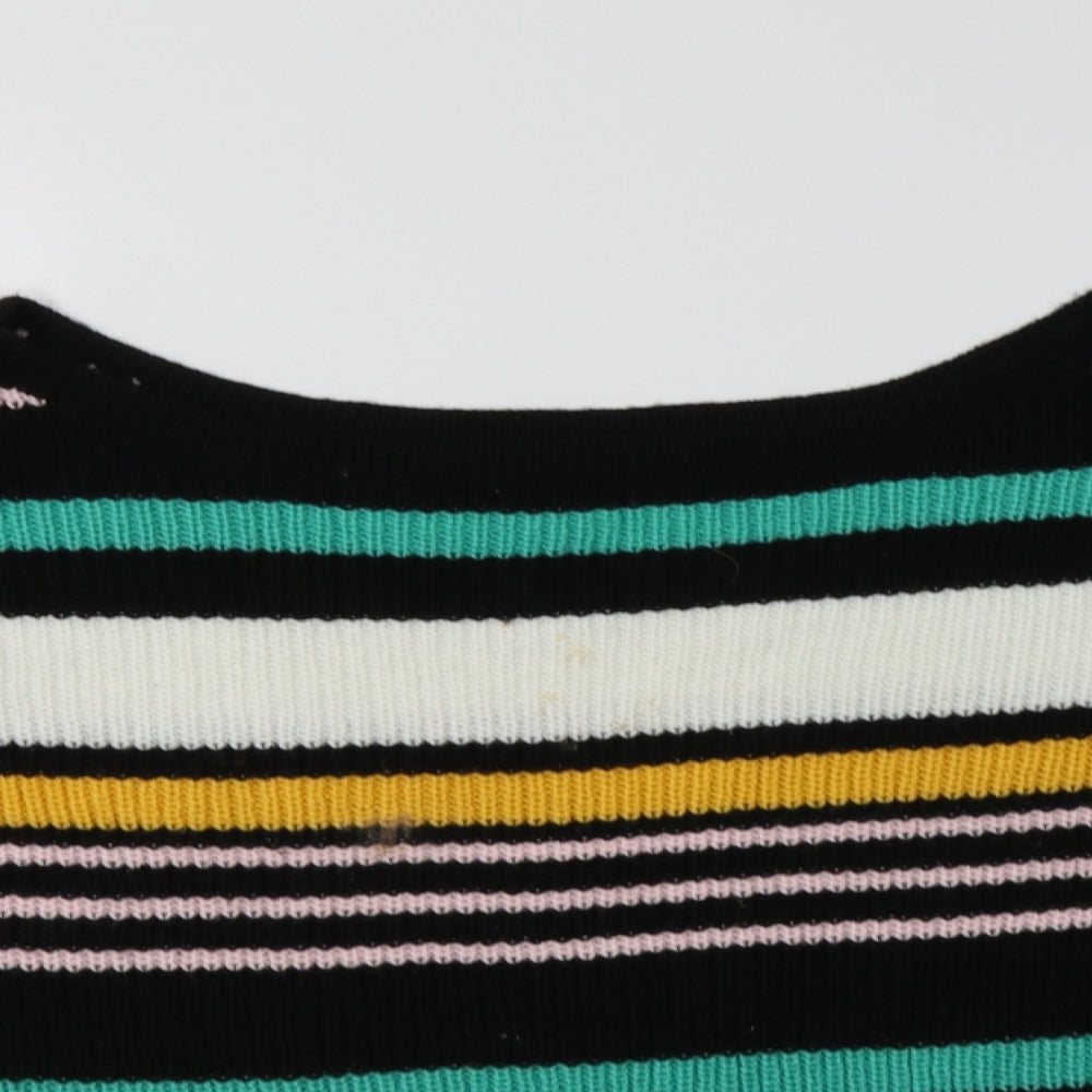 Missguided Womens Multicoloured Boat Neck Striped Acrylic Pullover Jumper Size M