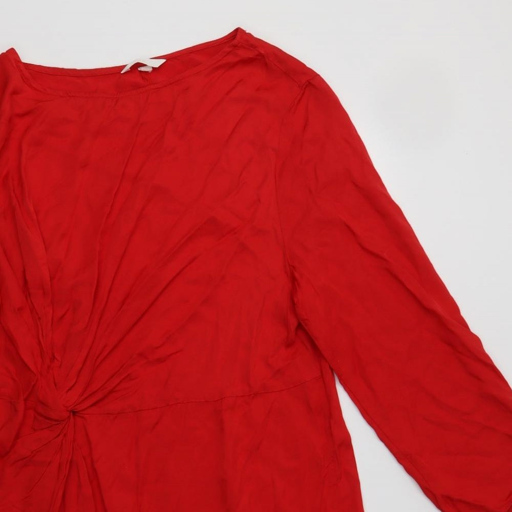H&M Womens Red  Viscose Sheath  Size M  Round Neck