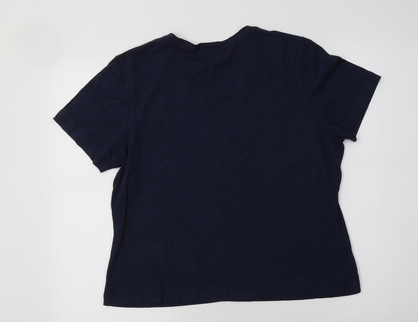 Country Casuals Womens Blue  Viscose Basic T-Shirt Size L Crew Neck