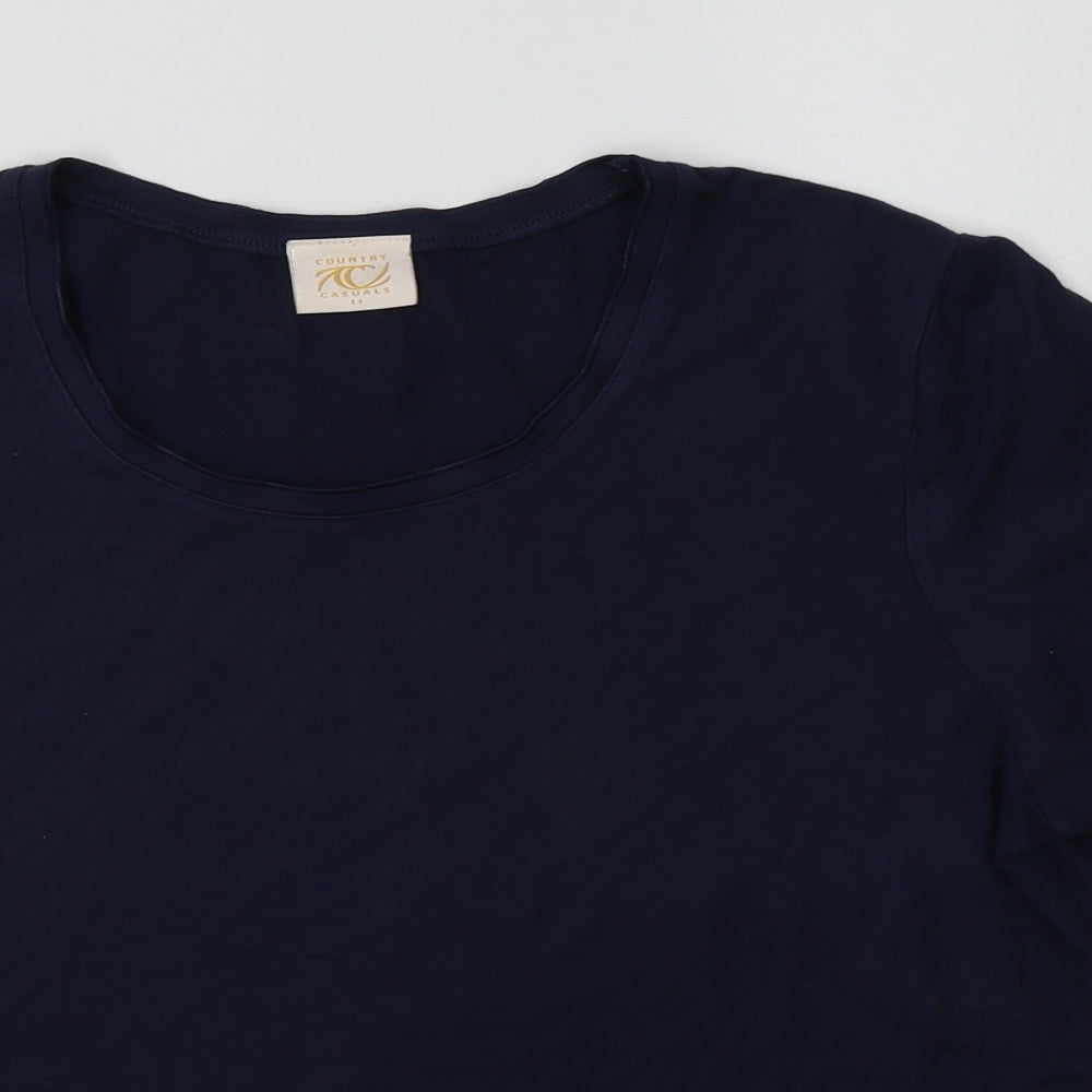 Country Casuals Womens Blue  Viscose Basic T-Shirt Size L Crew Neck