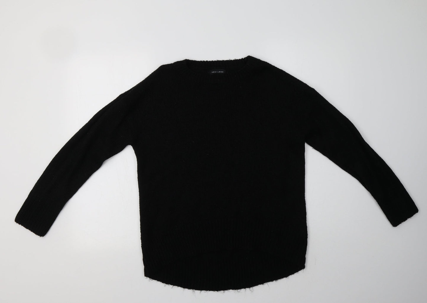 New Look Womens Black Crew Neck  Acrylic Pullover Jumper Size M