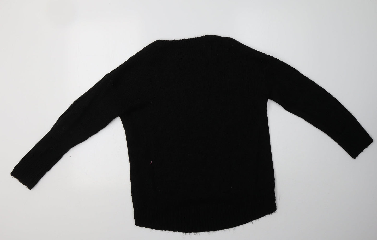 New Look Womens Black Crew Neck  Acrylic Pullover Jumper Size M