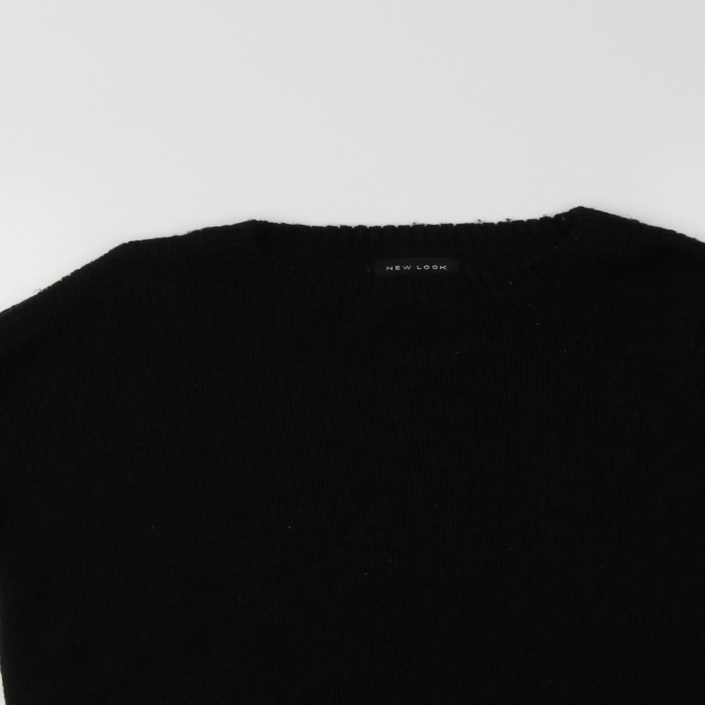 New Look Womens Black Crew Neck  Acrylic Pullover Jumper Size M
