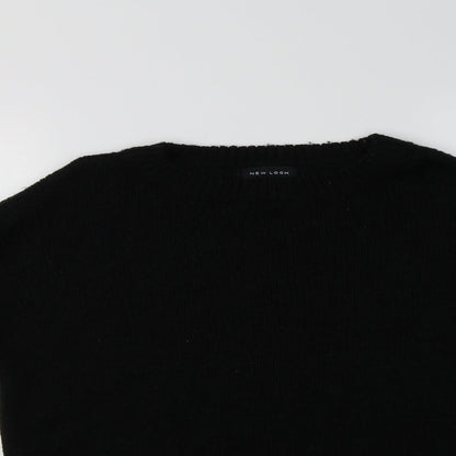 New Look Womens Black Crew Neck  Acrylic Pullover Jumper Size M
