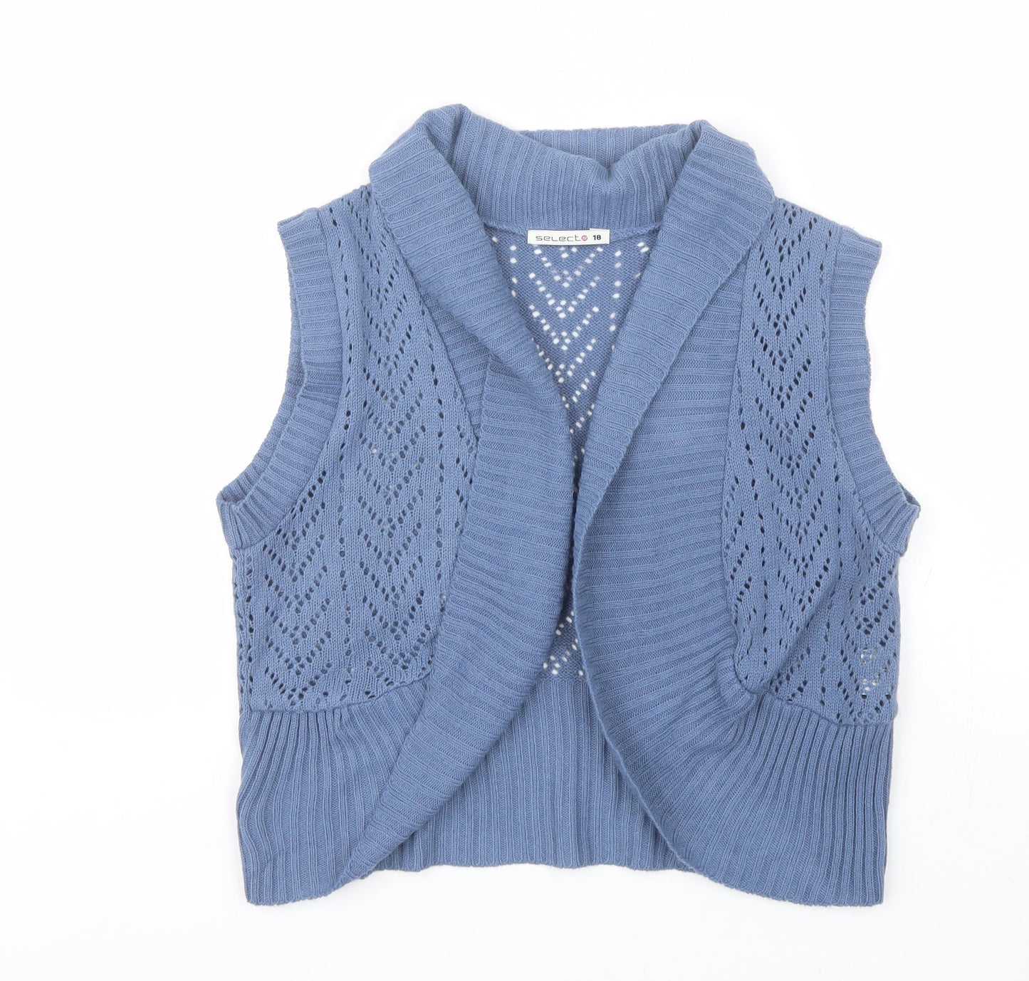 Select Womens Blue Collared  Acrylic Shrug Jumper Size 18