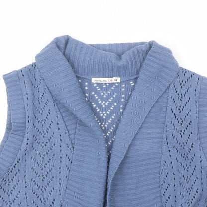 Preloved Select Womens Blue Collared  Acrylic Shrug Jumper Size 18 - Detail