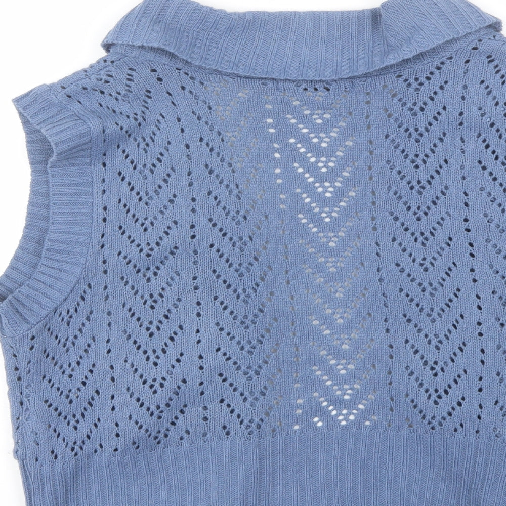 Select Womens Blue Collared  Acrylic Shrug Jumper Size 18