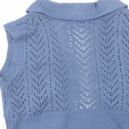 Preloved Select Womens Blue Collared  Acrylic Shrug Jumper Size 18 - Label