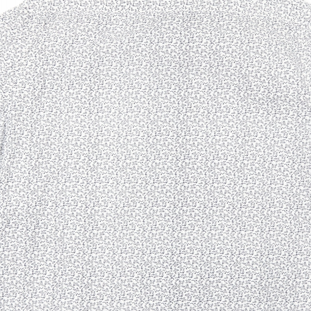 George Mens White Floral Cotton  Button-Up Size XL Collared