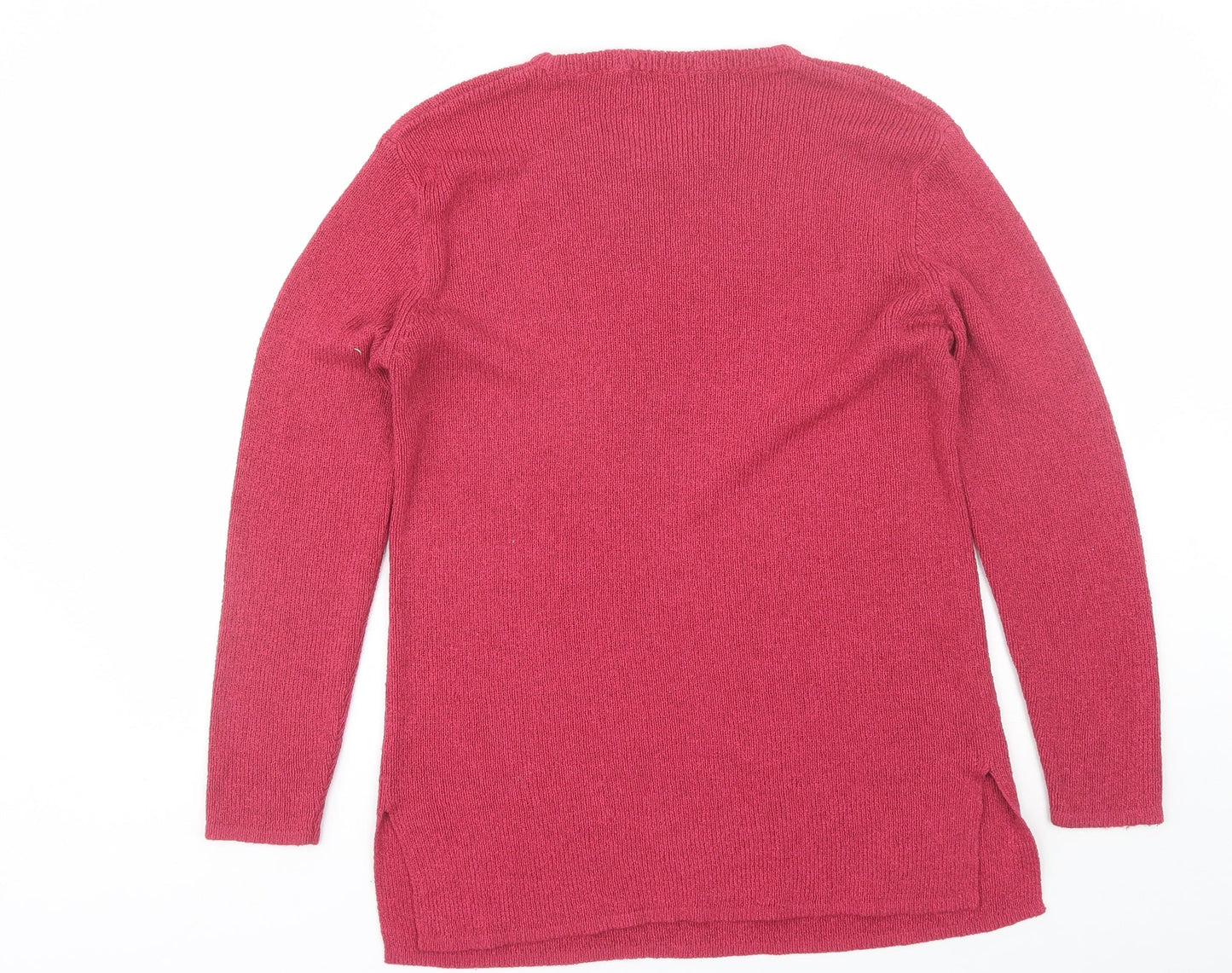 Joie de vivre Womens Pink Round Neck  Acrylic Pullover Jumper Size L