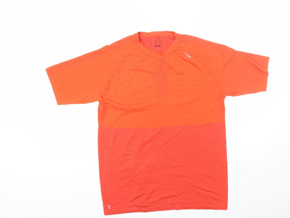 Decathlon Womens Orange  Polyester Basic T-Shirt Size M Round Neck