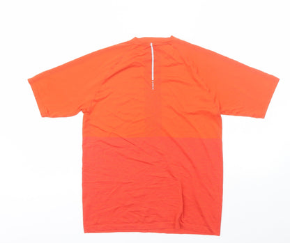 Decathlon Womens Orange  Polyester Basic T-Shirt Size M Round Neck